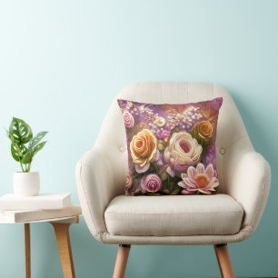Cojín Decorativo Hermoso patrón de flores acrílicas