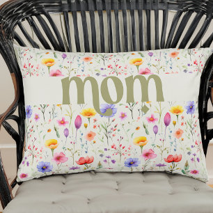 Cojín Decorativo Hermoso patrón de flores silvestres coloridas Mamá