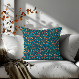 Cojín Decorativo Hermoso patrón de mariposa en rosa turquesa teal