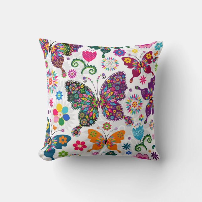 Cojín Decorativo Hermoso patrón de mariposa retro (Anverso)