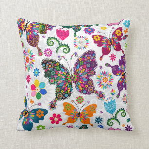 Cojín Decorativo Hermoso patrón de mariposa retro