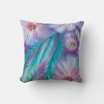 Hermoso patrón de plumas y flores