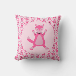 Cojín Decorativo Hermoso patrón de zorro de niña bebé rosa doble ca