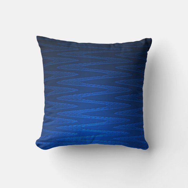 Cojín Decorativo Hermoso patrón en zigzag azul profundo (Anverso)