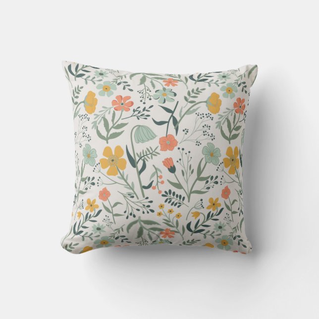 Cojín Decorativo Hermoso patrón floral botánico (Anverso)
