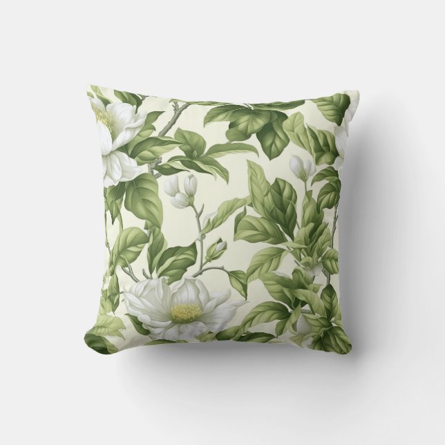 Cojín Decorativo Hermoso patrón floral clásico (Anverso)