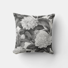 Cojín Decorativo Hermoso patrón floral clásico blanco y negro