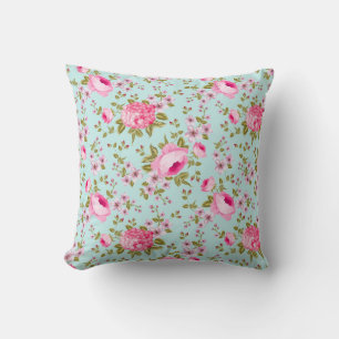 Cojín Decorativo Hermoso patrón floral de lavanda y rosa