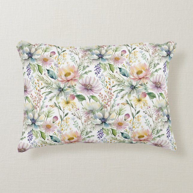 Cojín Decorativo Hermoso patrón floral pastel (Anverso)