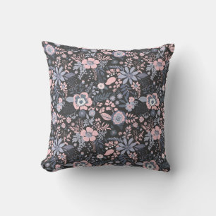 Cojín Decorativo Hermoso patrón floral pastel azul estilo retro