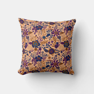 Cojín Decorativo Hermoso patrón floral pastel naranja estilo retro