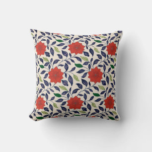 Cojín Decorativo Hermoso patrón floral rojo