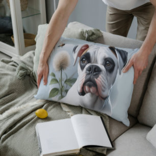 Cojín Decorativo Hermoso perro boxer blanco en la naturaleza