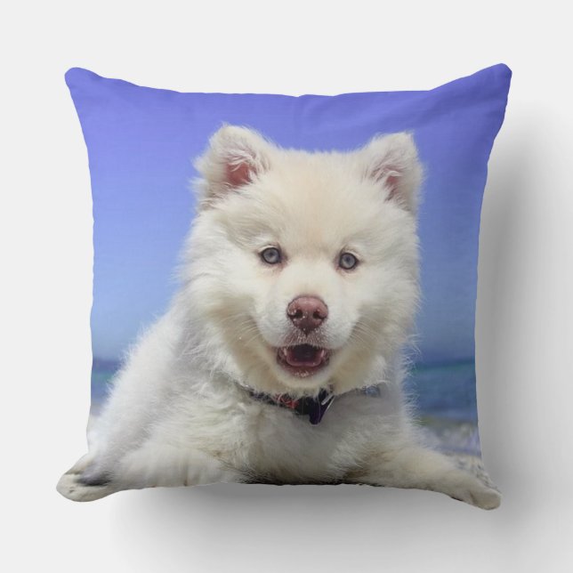 Cojín Decorativo Hermoso Perro Samoyed (Anverso)
