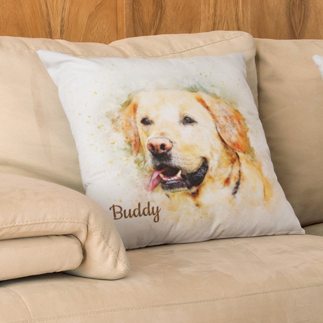 Cojín Decorativo Hermoso Personalizado de labrador amarillo persona (Subido por el creador)