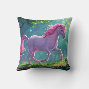 Cojín Decorativo hermoso personalizado de unicornio de caballo rosa
