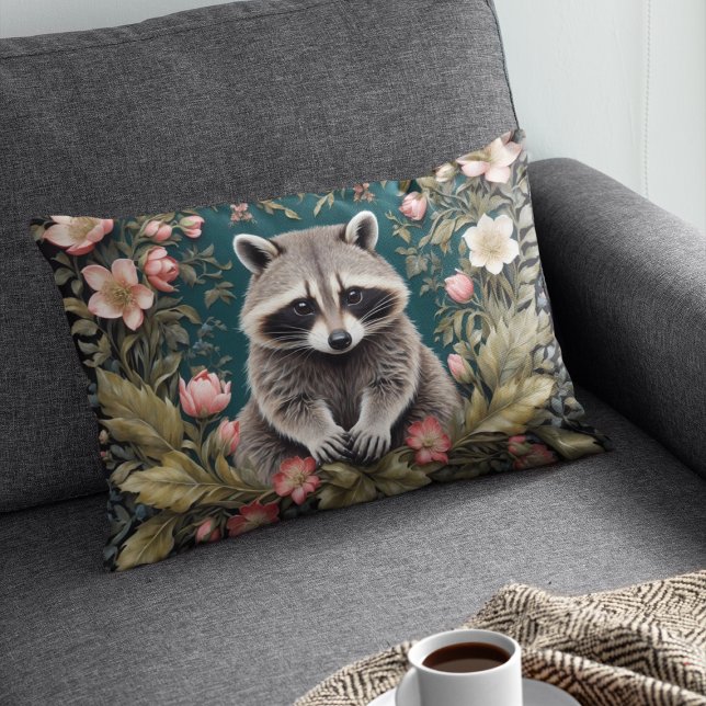Cojín Decorativo Hermoso Racoon Pink Floral (Subido por el creador)