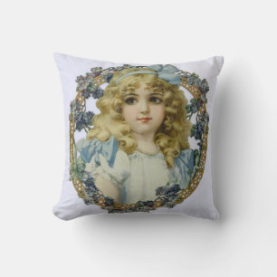 Cojín Decorativo Hermoso retrato antiguo de niña pequeña