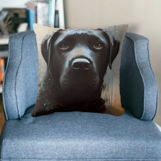 Cojín Decorativo Hermoso retrato negro de labrador