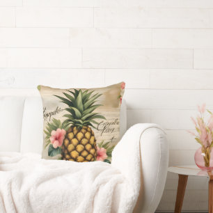Cojín Decorativo Hermoso Rustico Francés Caligrafía Piña chic