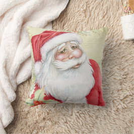 Cojín Decorativo Hermoso Santa Claus de Acuarela