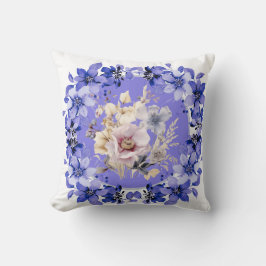 Cojín Decorativo Hermoso Shabby Chic azul y rosa floral jardín