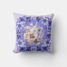 Cojín Decorativo Hermoso Shabby Chic Azul y Rosa Jardín Floral