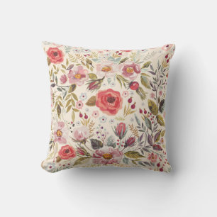 Cojín Decorativo Hermoso Sketch de flores rojas