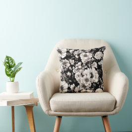 Cojín Decorativo Hermoso tono sepia negro y claro floral