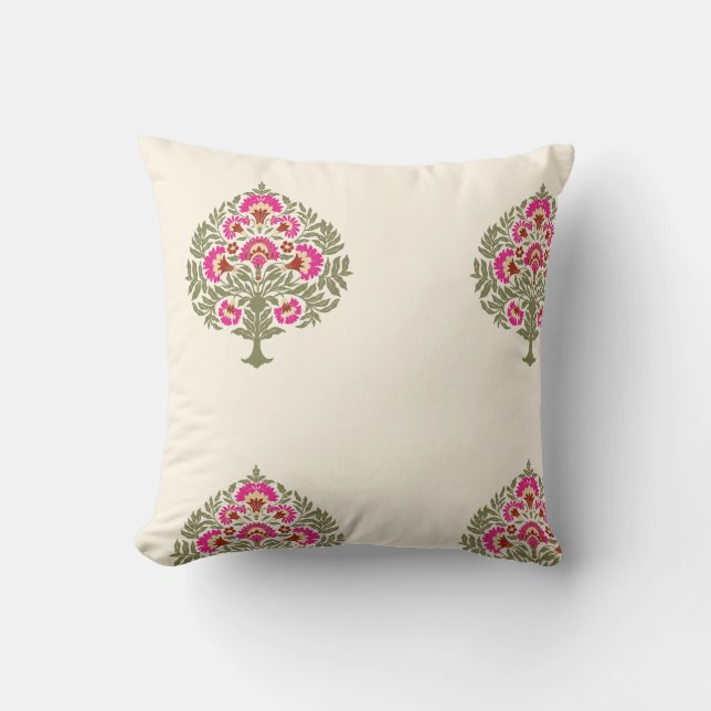 Cojín Decorativo Hermosos árboles indios en rosa (Anverso)