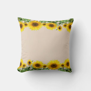 Cojín Decorativo Hermosos girasoles amarillos sobre beige claro
