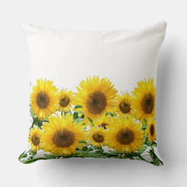 Cojín Decorativo Hermosos girasoles amarillos sobre blanco