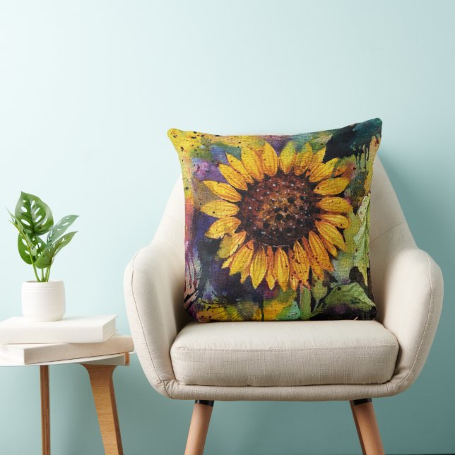 Cojín Decorativo Hermosos girasoles en acuarela (Silla)