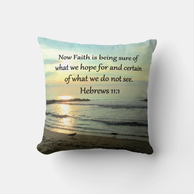 COJÍN DECORATIVO HERMOSOS HEBREWS 11:1 SUNRISE (Anverso)