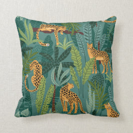 Cojín Decorativo Hermosos Leopardos Y Cuevas Tropicales