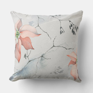 Cojín Decorativo Hermosos Navidades acuarela Poinsettia Floral