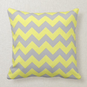 Cojín Decorativo Hermosos tonos de amarillo y gris patrón de Chevro