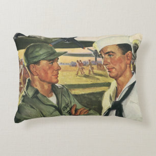 Cojín Decorativo Héroes patrióticos vintage, hombres militares de u