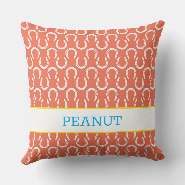 Cojín Decorativo Herradura Naranja Mascota NOMBRE FOTO DE caballo K (Reverso )