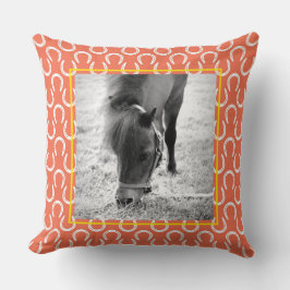 Cojín Decorativo Herradura Naranja Mascota NOMBRE FOTO DE caballo K