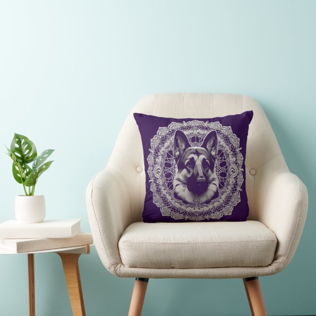 Cojín Decorativo Herzenswärme im Design Schäferhund und Gedicht (Silla)