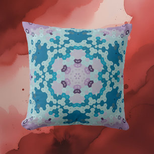 Cojín Decorativo Hex Mandala Azul y Púrpura