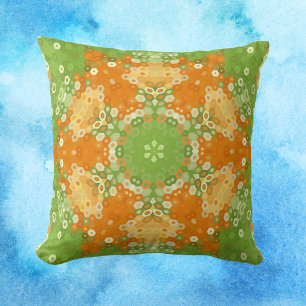 Cojín Decorativo Hex Mandala Green y Naranja