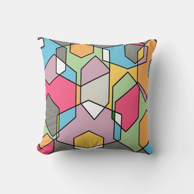 Cojín Decorativo Hexagon Bauhaus - Pasteles (Anverso)