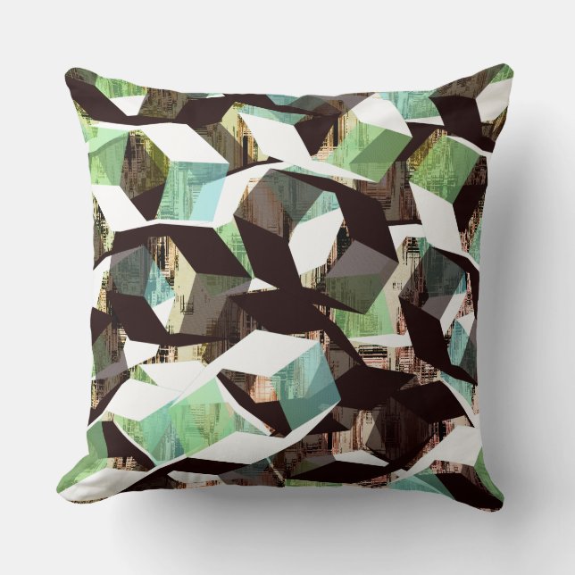 Cojín Decorativo Hexagones de blanco y negro a verde al pixelado (Anverso)