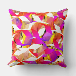 Cojín Decorativo Hexagones de color y rosa sobre amarillo pixelado