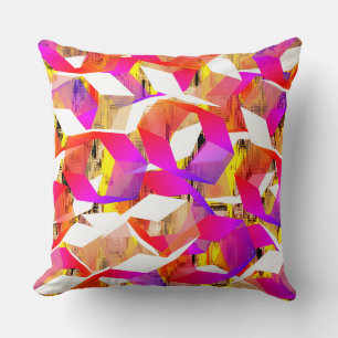 Cojín Decorativo Hexagones de color y rosa sobre amarillo pixelado