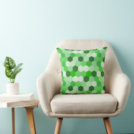 Cojín Decorativo Hexágono Geométrico Blanco Verde
