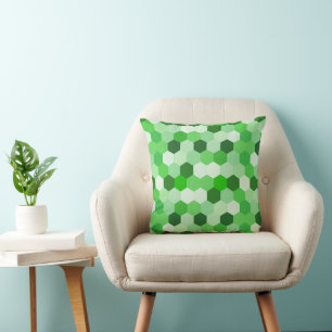 Cojín Decorativo Hexágono Geométrico Blanco Verde