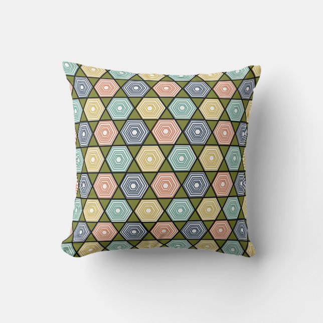 Cojín Decorativo Hexágonos y Triángulos  (Anverso)
